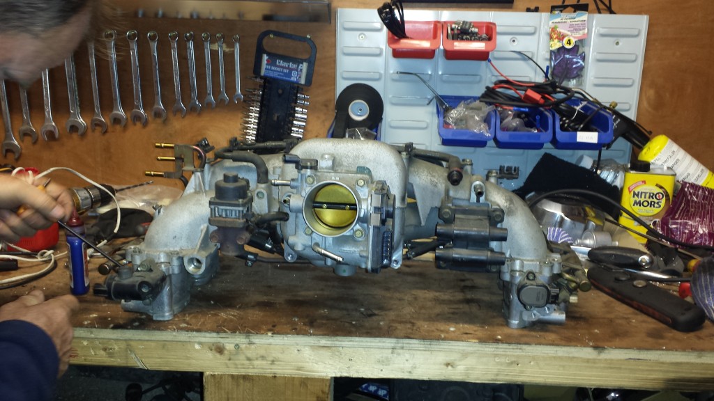 Subaru Forester Inlet manifold removed for drilling and tapping  
